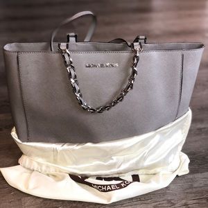Michael Kors Pearl Grey Leather Tote